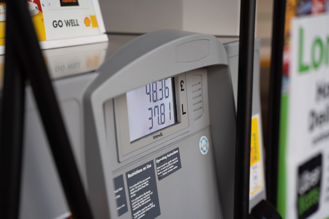 Long queue at petrol station during fuel shortage panic