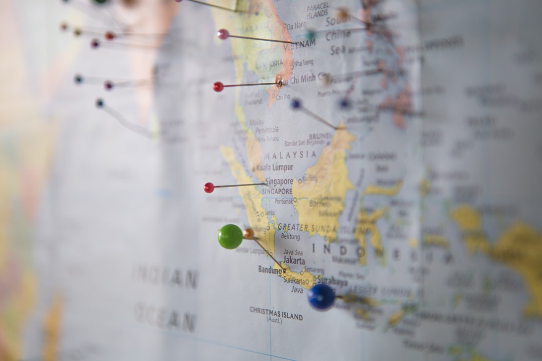 Southeast Asia ASEAN map with digital network overlay