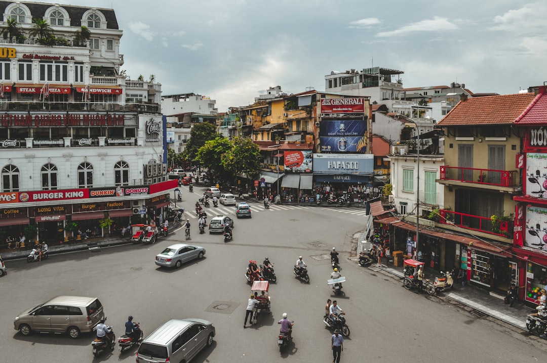 Hanoi government complex under cloudy sky
