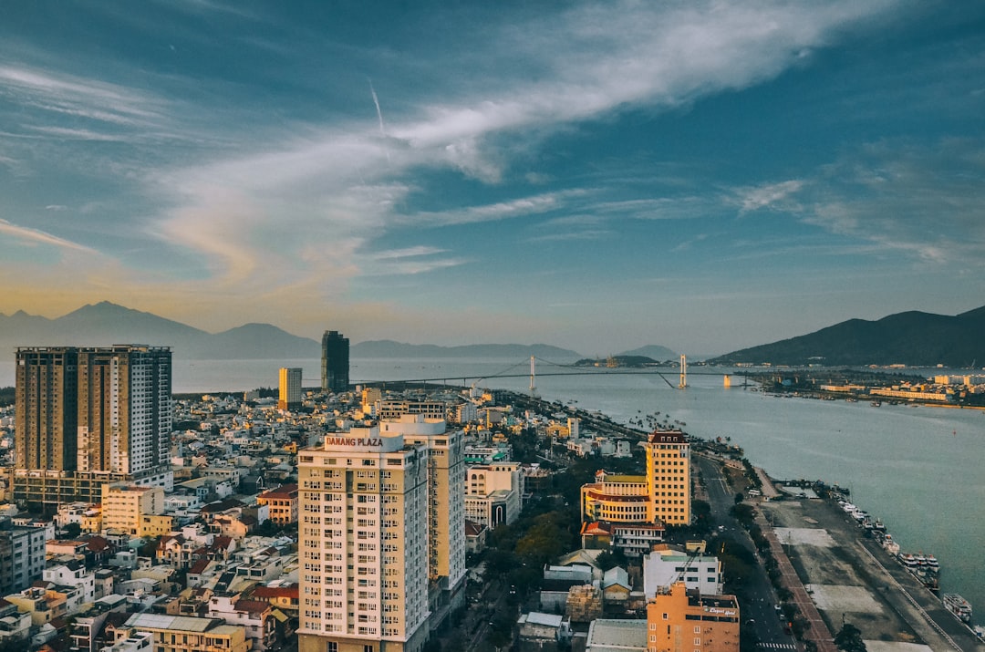 Da Nang city skyline and beachfront hotels