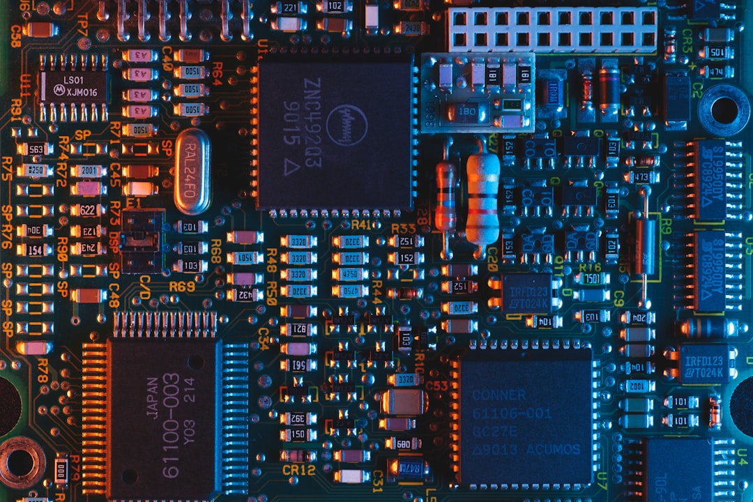 Close-up of memory chips and circuit board