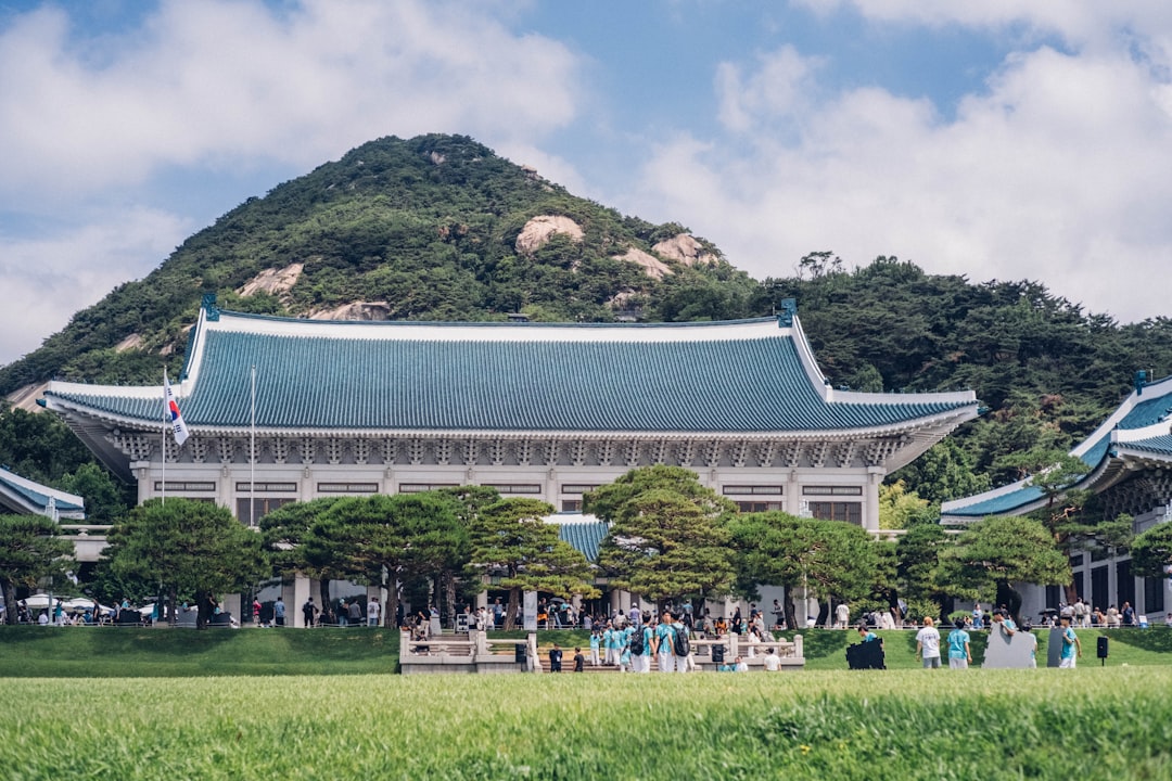 Korean provincial government building and public health signage