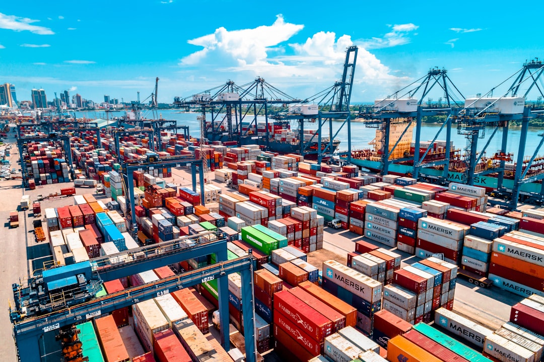 Container port cranes with data overlay