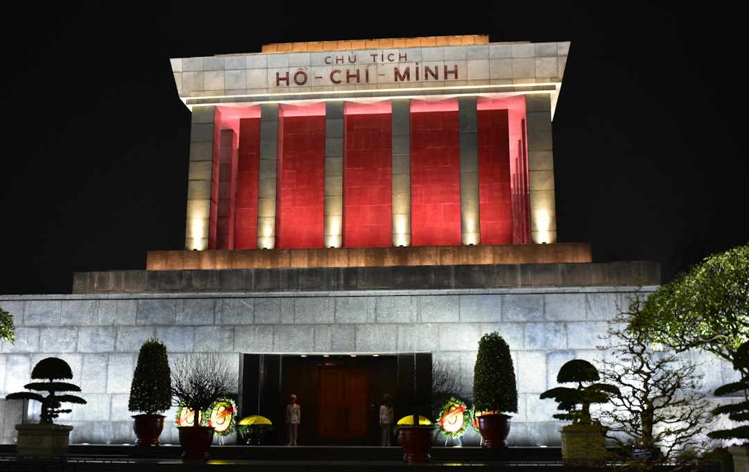 Hanoi city hall and government buildings at dusk