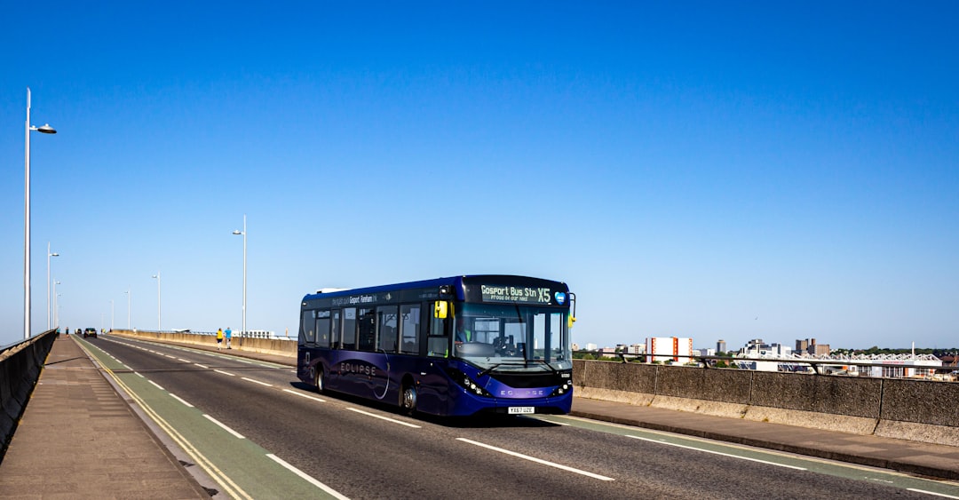 Hydrogen bus at a city stop in desert climate
