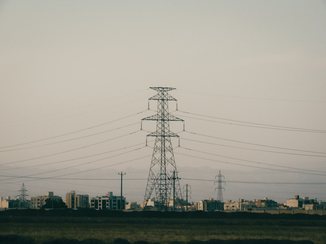 Vietnam power lines at dusk