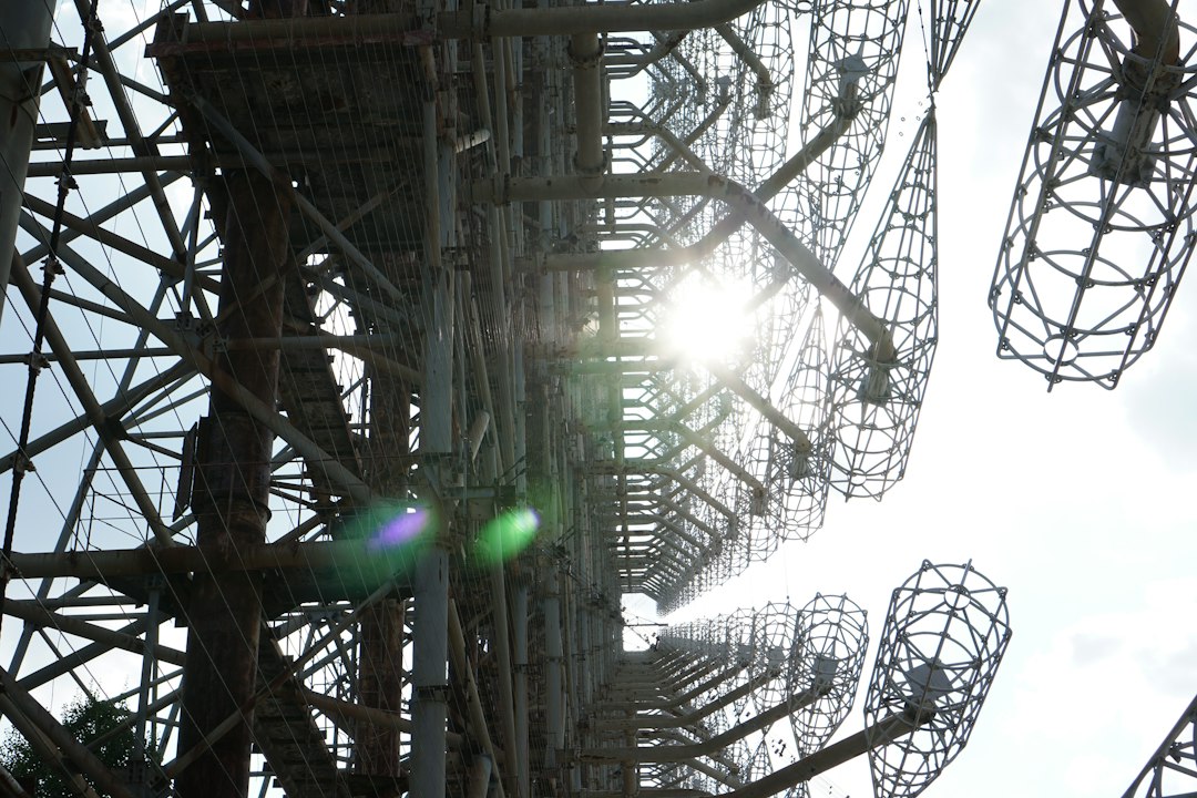 Phased array radar against coastal sky
